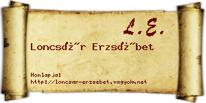 Loncsár Erzsébet névjegykártya